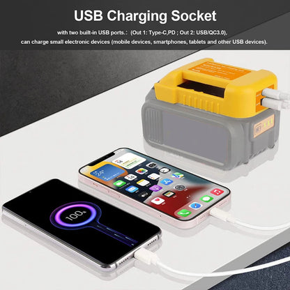 Li-ion Battery Parts Adapter For DEWALT 20V DCB200 For Makita 18V BL1830 Lithium Batteries Case Type C USB Power Bank Charger    Home Decor Supply | Online Retail | ShoreShopper.com