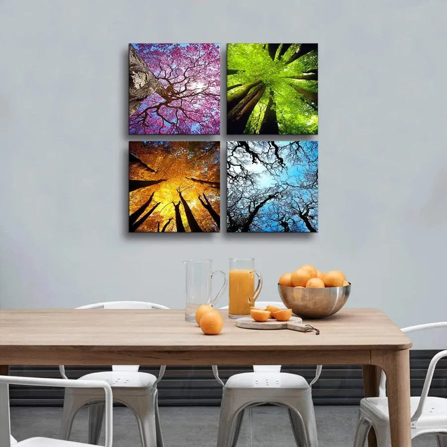 4 Panels Canvas Wall Art Spring Summer Autumn Winter Four Seasons Landscape Tree Painting Prints Modern Giclee Artwork Stretche    Home Decor Supply | Online Retail | ShoreShopper.com