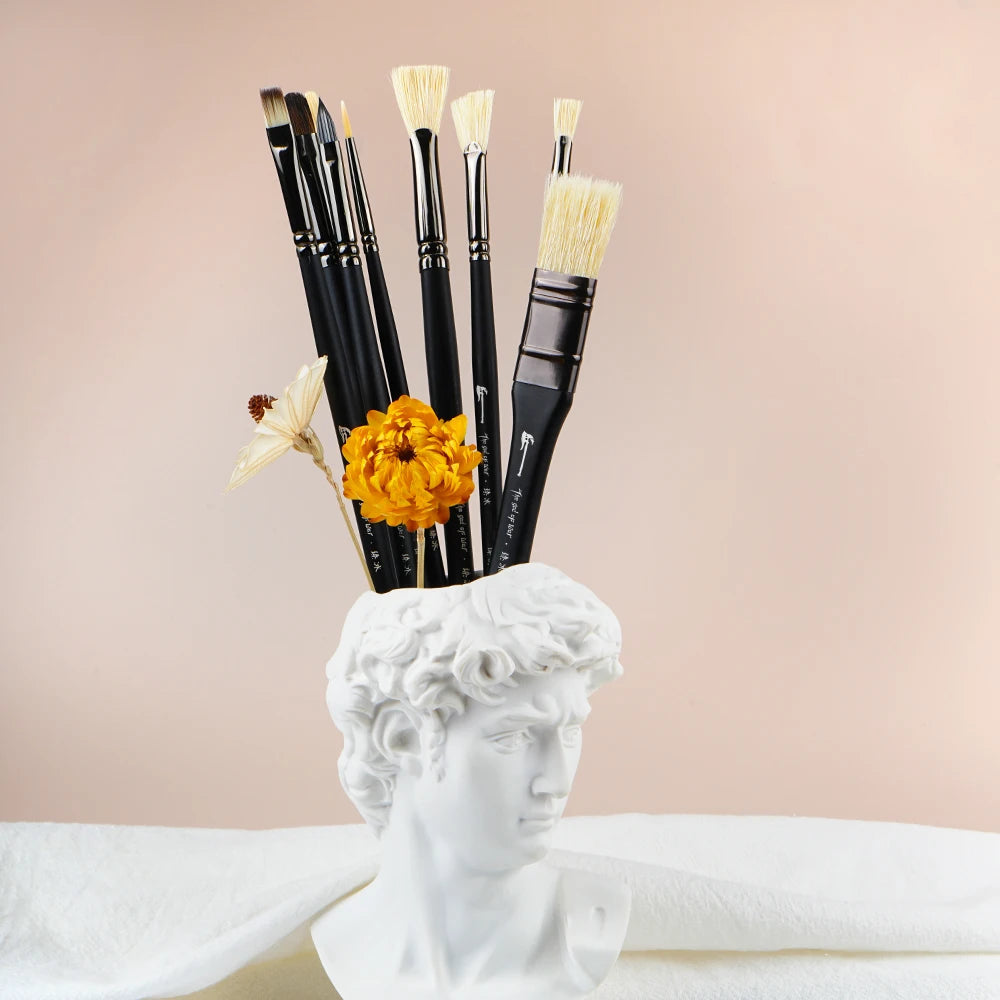 10 Pcs Paint Brushes Set Bristle Hair Professional Drawing Long Rod Painting Brush Oil Acrylic Watercolor Art Supplies    Home Decor Supply | Online Retail | ShoreShopper.com