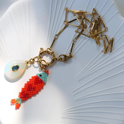 2026 Summer Beach Ocean Accessories hand knitting colorful Fish Pendant Color Preserved Stainless Steel Color Preserved Necklace    Your Coastal Marketplace | Shoreshopper.com