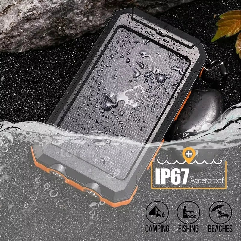 Solar Power Bank 10000mAh Portable Charging Poverbank External Battery Charger Strong Light LDE Light for All Smartphones    Home Decor Supply | Online Retail | ShoreShopper.com