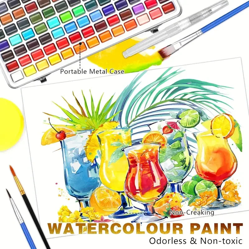Watercolor Paint with Brushes, Professional Palette,Vibrant Travel Art Kit for Adults and Artists, Watercolor Painting Supplies    Home Decor Supply | Online Retail | ShoreShopper.com
