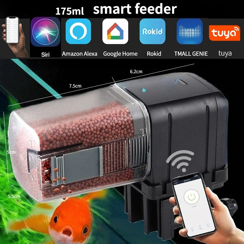 Automatic Aquarium Fish Tank Feeder Timing/Wifi Wireless Smart Phone App Intelligent Speaker Voice Remote Control Fish Feeding - ShoreCo.Shop