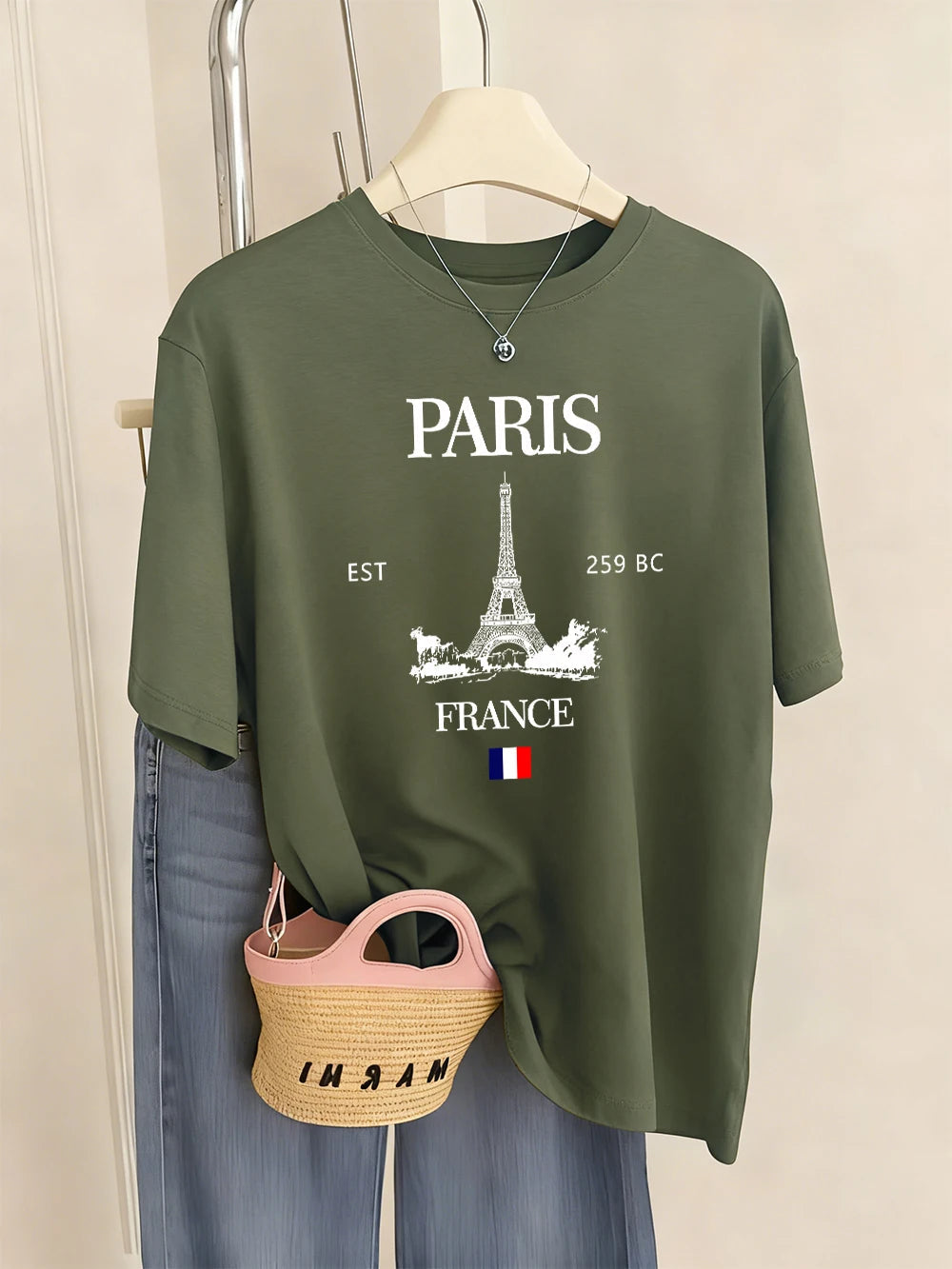 Paris France Eiffel Tower Prints T-Shirts Women Summer Basic Short Sleeve Tops O-Neck Loose T Shirts Basics Soft Womans Clothes    Home Decor Supply | Online Retail | ShoreShopper.com