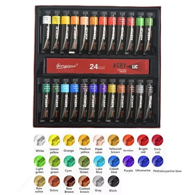Acrylic Paint Set 12/24/30 Colours 12ml, Perfect for Canvas, Wood, Fabric, Leather, Cardboard, Paper, MDF And Crafts    Home Decor Supply | Online Retail | ShoreShopper.com