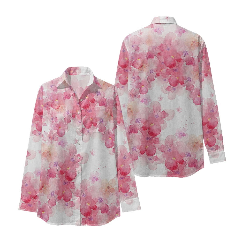 Women Luxury Floral Shirt Gradient Printed Blouse Elegant Button Up Long Sleeve Shirt for Office Casual Spring Summer Trend    Your Coastal Marketplace | Shoreshopper.com