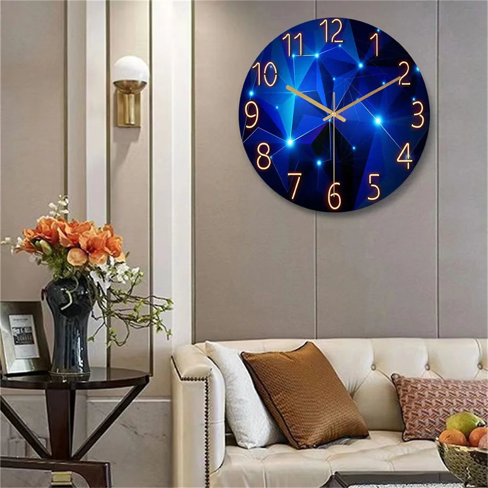 Geometric Elements Dark Blue Tempered Glass Wall Clock 12"    Home Decor Supply | Online Retail | ShoreShopper.com