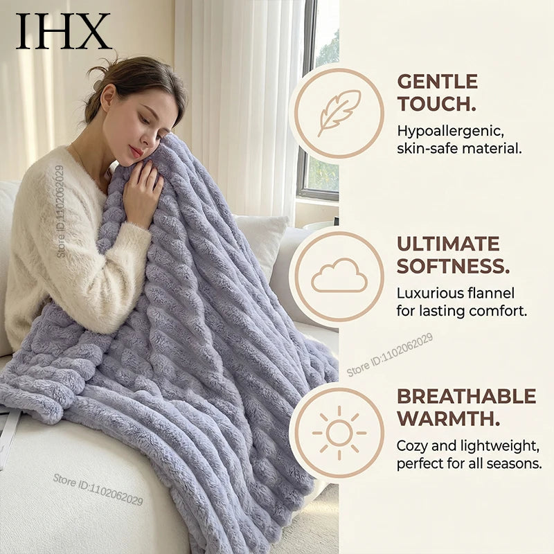 IHX Solid Color Imitation Rabbit Plush Milk Plush Thickened Thermal Leisure Home Blanket Office Nap Blanket, Custom Blanket Size    Your Coastal Marketplace | Shoreshopper.com