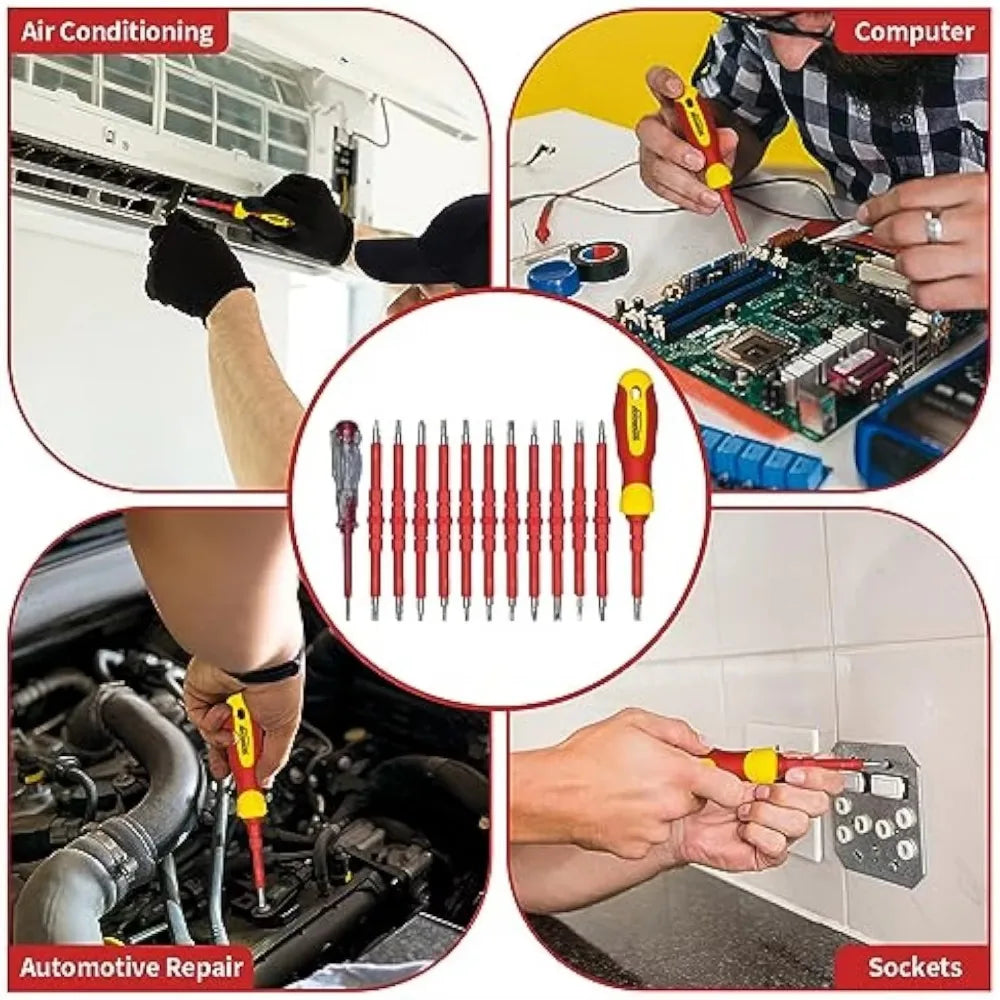 9714B 500V Insulated Screwdriver Set 12Pcs Double-Ended Insulated Screwdriver Tool with Non-Slip Handle All-in-One Prem    Home Decor Supply | Online Retail | ShoreShopper.com