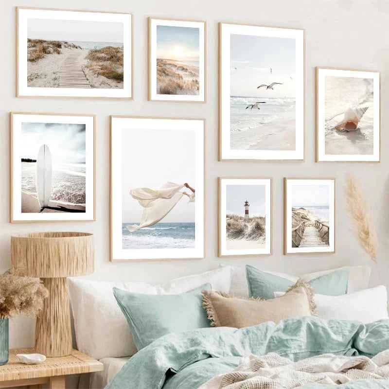 Tropical Blue Sea White Sand Beach Conch Lighthouse Wall Art Home Decoration Nordic Posters And Prints Canvas Painting Picture