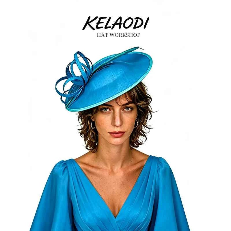 Hat Luxury Headwear Elegant Round Feather Headband Charming Hat Cocktail Party Wedding Headwear Guests Tea Party Top Hat