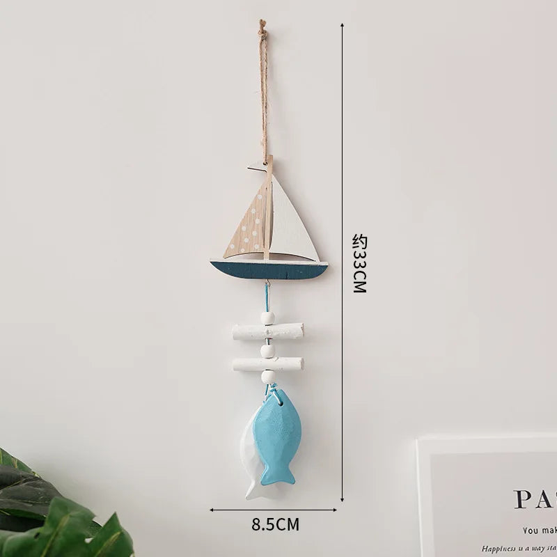 Wall Hanging Hand Made Mediterranean Starfish Hung Fish Nautical Decor Hang Wood Marine Pendant for Home Decoration קישוטי קיר    Your Coastal Marketplace | Shoreshopper.com