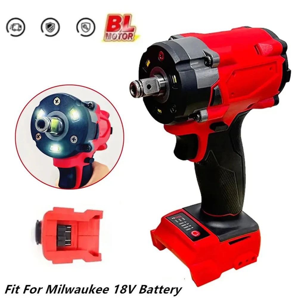 Brushless Impac Wrench 500N.m Electric Driver 1/2" Repair Cordless Screwdriver 4 Gears Power Tools for Milwaukee 18V Battery - ShoreCo.Shop