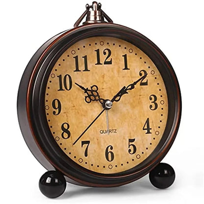 Vintage Hangable Battery Alarm Clock Metal Night Light Super Silent Table Desk Quartz Clock Time For Bedroom Bedside Desk Shelf    Home Decor Supply | Online Retail | ShoreShopper.com