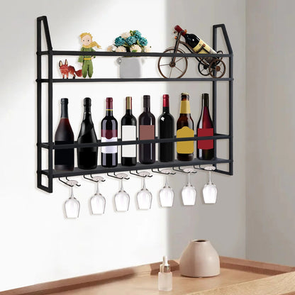 Wall Mounted Iron Wine Rack Bottle Champagne Glass Holder Shelves Bar Home Party Light and Strong Durable Unique Design Decor    Home Decor Supply | Online Retail | ShoreShopper.com