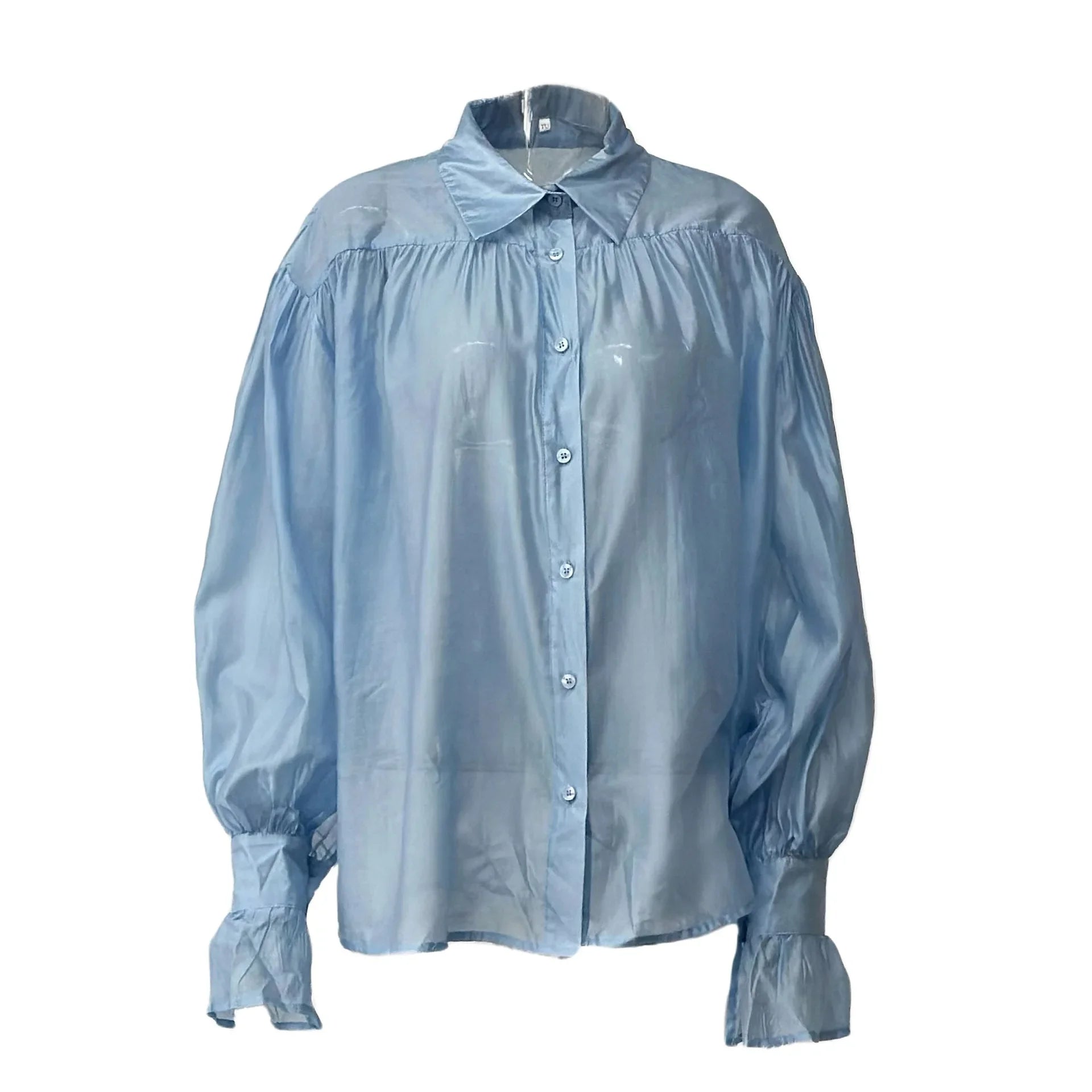 Women's Shirt Long Sleeve Turn-down Collar Sexy See-through Loose Button Women Shirts Beach Style Simple Solid Color Casual Tops    Your Coastal Marketplace | Shoreshopper.com