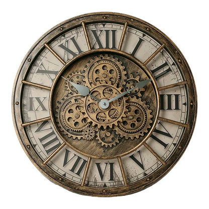Retro Industrial Roman Wall Clock  Gear Rotation Clock Living Room Decorative Wall Clock Stylish Silent Wall Clock Quartz Clock    Home Decor Supply | Online Retail | ShoreShopper.com