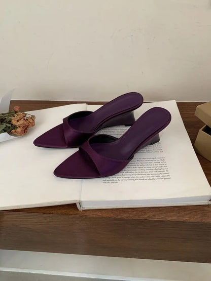 Women's Slippers Fashion 2026 Summer Elegant High Heels Outdoor Banquet Wedge Heel Pointed Toe Girls Women's Shoes 2018    Your Coastal Marketplace | Shoreshopper.com