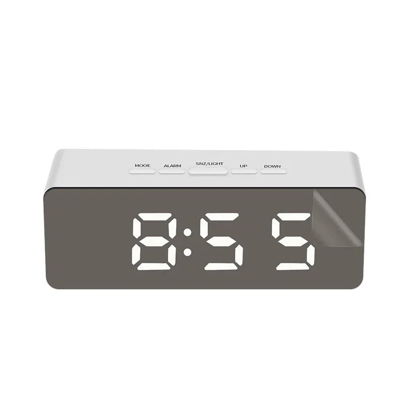 1Pc White Digital Clock LED Mirror Table Clock Snooze Display Time Night Light Desktop USB Alarm Clock Home Decor Desk Clock    Home Decor Supply | Online Retail | ShoreShopper.com