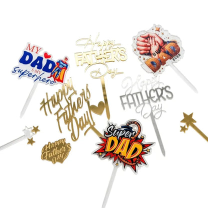 2026 Father's Day Birthday Cake Topper Decoration Gold Acrylic DAD Cake Flag Father's Day Party Cake Toppers Dessert Ornament    Your Coastal Marketplace | Shoreshopper.com