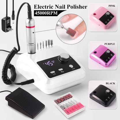 45000RPM Nail Drill Machine Professional Nail Lathe with Large LCD Screen Smart Electric Manicure Polisher Nail Art Tools    Home Decor Supply | Online Retail | ShoreShopper.com