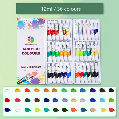 Acrylic Paint Set 12/18/24/36 Colors 12ml Tubes Non-Toxic Waterproof Art Craft Paints for Artists Kids Beginners School Supplies    Home Decor Supply | Online Retail | ShoreShopper.com
