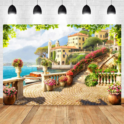 Summer Seaside Beach Photography Backdrop Natural Scenery Castle Tropical Sunshine Palms Leaves Photo Background Studio Props    Your Coastal Marketplace | Shoreshopper.com