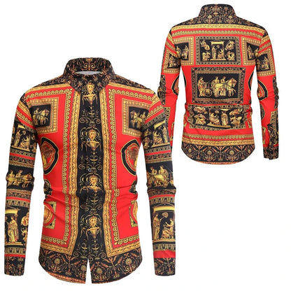 Baroque Floral Royal Shirts Men Luxury Print Designer Tops Paisley Pattern Flowers Fashion Western Long Sleeve Shirt Camisas    Home Decor Supply | Online Retail | ShoreShopper.com