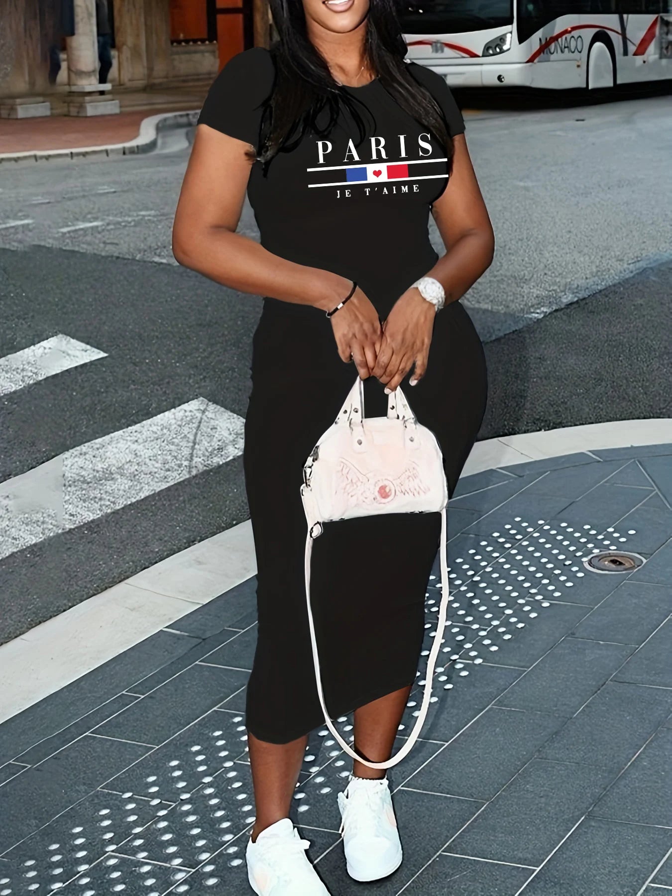 Women's PARIS printed casual slim fit dress  Sexy Outfits Ladies Birthday Party Club Sundress Short Sleeve T Shirt Dress    Home Decor Supply | Online Retail | ShoreShopper.com