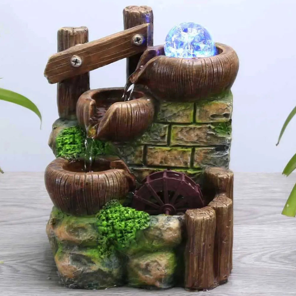 Resin Desktop Fountain Flowing Water Ornament Simulation Landscape Desktop Decoration for Home Hotel Office EU Plug    Home Decor Supply | Online Retail | ShoreShopper.com