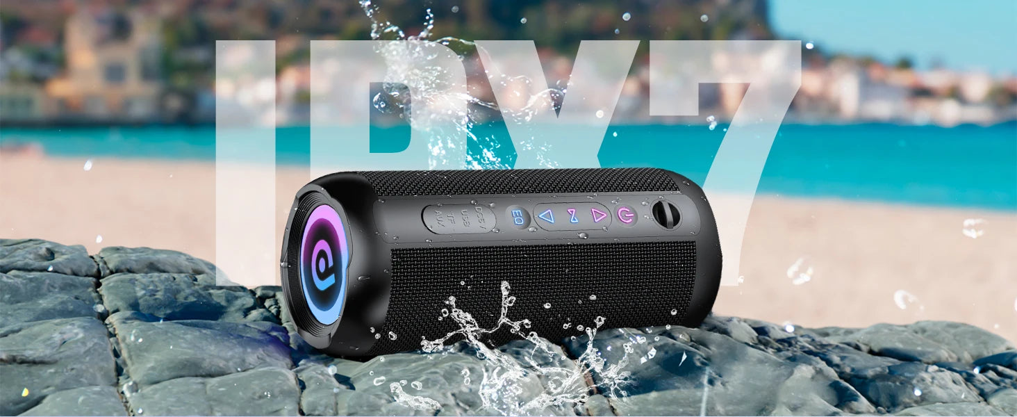 Portable Bluetooth Speaker, Bluetooth 5.4 Speaker, 30W Dual Speaker, Deep Bass, 30H Playtime, 3 EQ Mode, Colorful RGB Lights    Home Decor Supply | Online Retail | ShoreShopper.com