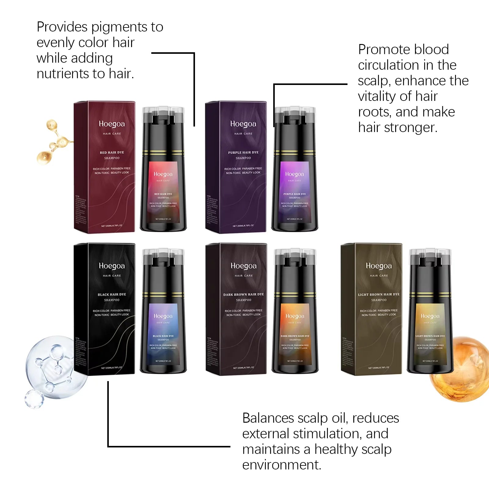 Hair Dye Shampoo for Gray White Hair Coverage 3 in 1 Light Brown DIY Herbal Ingredients Natural Hair Color Shampoo for Women Men - ShoreCo.Shop