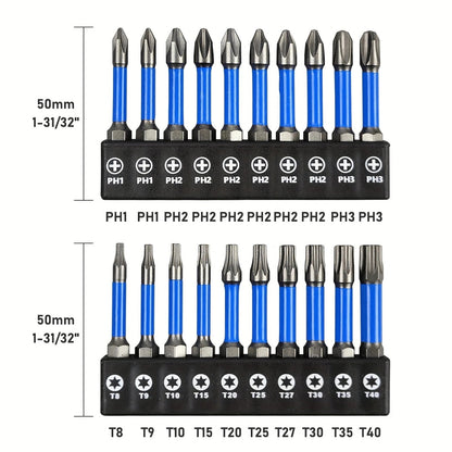 2" Impact Torx Bit PH2 Set 10pcs (TT6-TT40), 1/4" Hex-Shank S2 Steel Star Bit Set, CNC Machined Tips with Magnetism,    Home Decor Supply | Online Retail | ShoreShopper.com