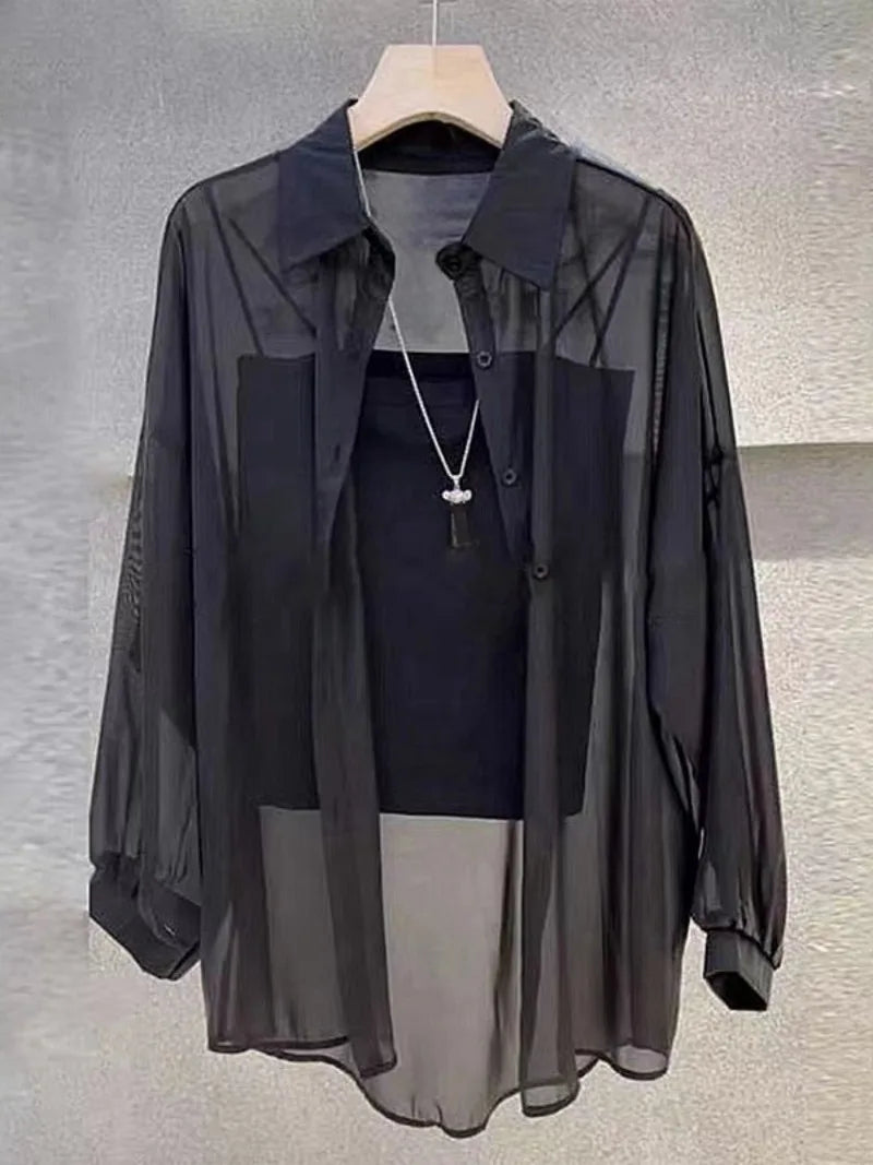 New Women's Shirt | Lightweight Breathable, Solid Color, Straight Button Placket, Lapel, Long-Sleeve, Outerwear & Sun-Protective    Your Coastal Marketplace | Shoreshopper.com