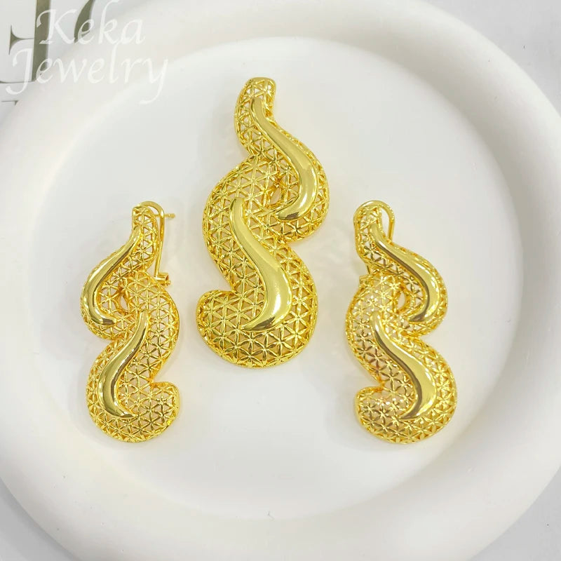 Dubai Golden Jewelry Sets for Women Luxury Italian Bridal Necklace Pendant Earrings Wedding Party Accessories Lady Gifts    Home Decor Supply | Online Retail | ShoreShopper.com