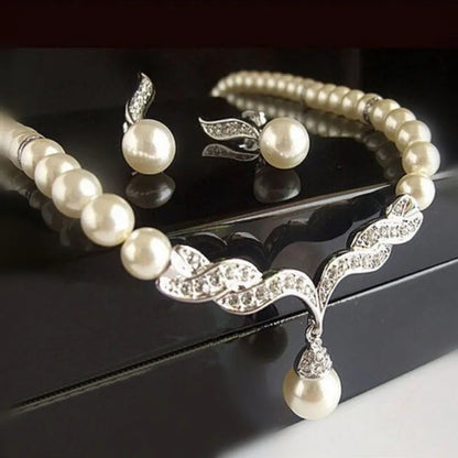 Women's 2 Piece Jewelry Sets One Gold Color Necklace + 1 Pair Earrings Wedding Bridal Pearl Elegant Decoration Pendientes Gifts    Home Decor Supply | Online Retail | ShoreShopper.com
