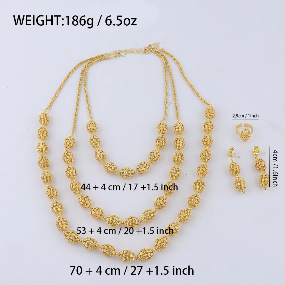 women  jewelry set indian arabic african ethiopian golden color jewelry set Hollow Out Oval Necklace Earrings Ring free shipping    Home Decor Supply | Online Retail | ShoreShopper.com