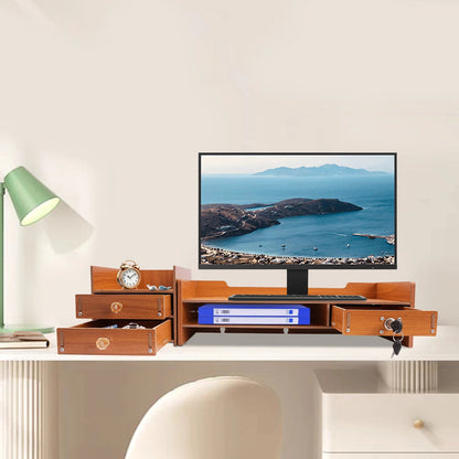Wooden Desk Organizer W/ Drawer File Storage Desk Monitor Riser Computer Stand    Home Decor Supply | Online Retail | ShoreShopper.com