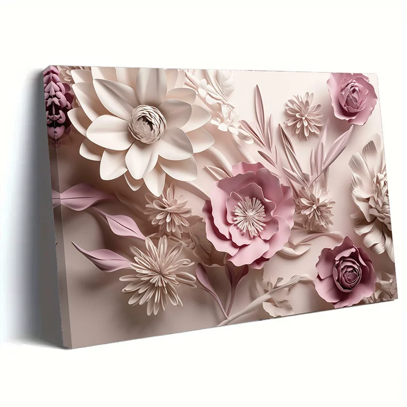 Charming Pink Floral Canvas Wall Art with Wooden Frame - Ideal Home Decor for Bedroom, Living Room & Office    Home Decor Supply | Online Retail | ShoreShopper.com