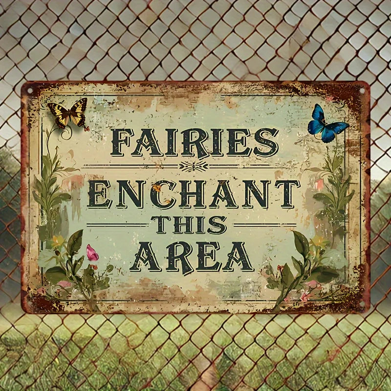 Enchanted Fairy Garden Metal Sign (8"x12") - Whimsical Wall Art with Butterflies & Flowers for Magical Home Decor    Home Decor Supply | Online Retail | ShoreShopper.com