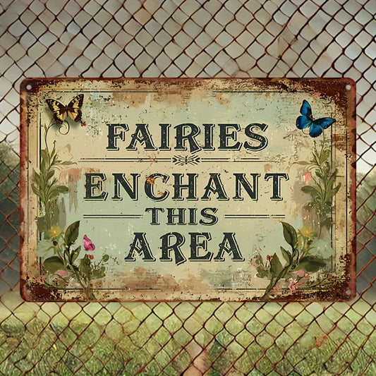 Enchanted Fairy Garden Metal Sign (8"x12") - Whimsical Wall Art with Butterflies & Flowers for Magical Home Decor    Home Decor Supply | Online Retail | ShoreShopper.com