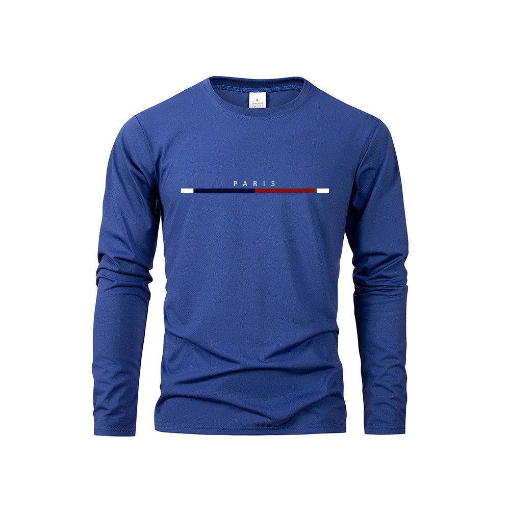 Men's Long Sleeve T Shirts of PARIS Printing Solid Color Casual Tops Autumn High Quality Loose T-Shirt Men Classic Clothing    Home Decor Supply | Online Retail | ShoreShopper.com