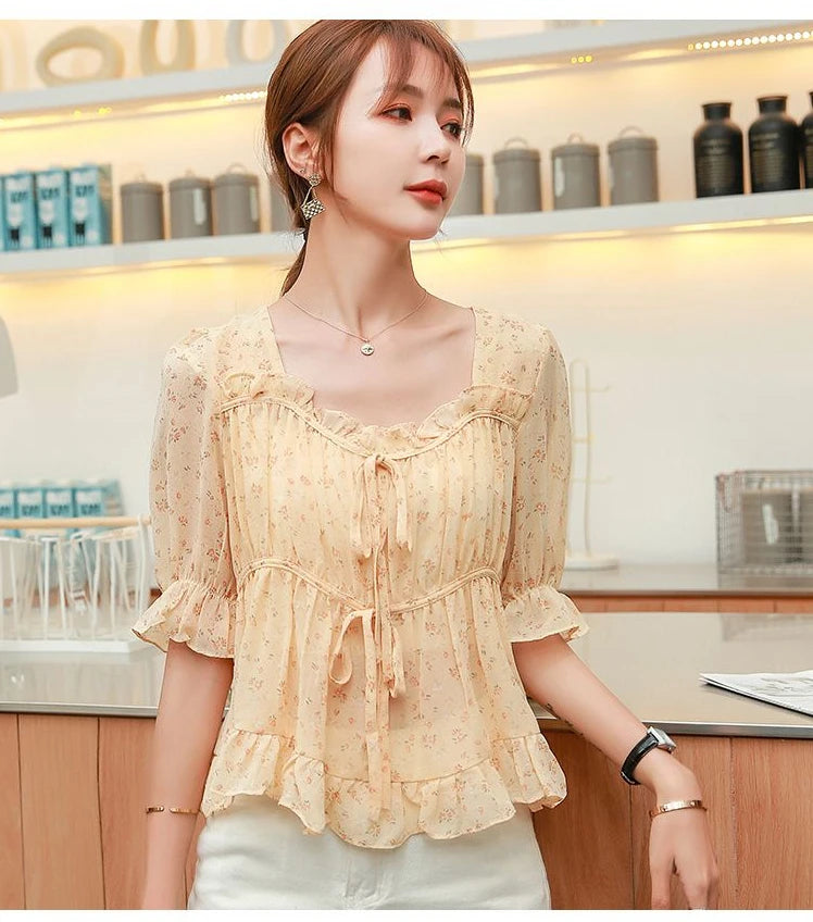 Shirts & Blouses for Women Simple Woman Top Ruffleswith Print New Collection 2025 Fashion Korea Stylish Summer Novelties M Tall    Your Coastal Marketplace | Shoreshopper.com