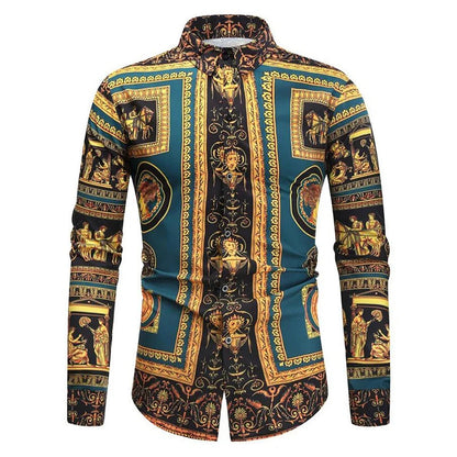 Baroque Floral Royal Shirts Men Luxury Print Designer Tops Paisley Pattern Flowers Fashion Western Long Sleeve Shirt Camisas    Home Decor Supply | Online Retail | ShoreShopper.com