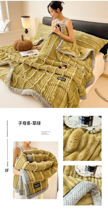 New Rabbit Plush Winter Thick Warm Coral Fleece Blanket Solid Color Double-Sided Cover Blanket Suitable Bedroom Supplies    Your Coastal Marketplace | Shoreshopper.com