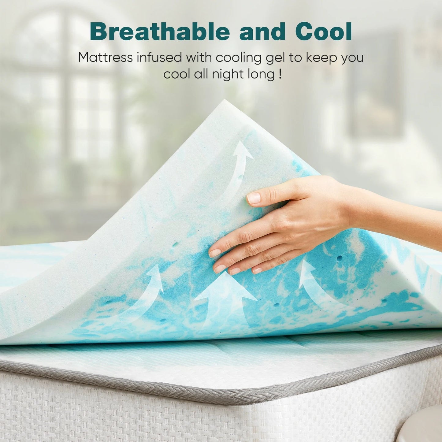 JHK 2 Inch Gel Memory Foam Mattress Topper Full Size Cooling Mattress Soft and Breathable Bed Topper School Bedroom Furniture    Home Decor Supply | Online Retail | ShoreShopper.com