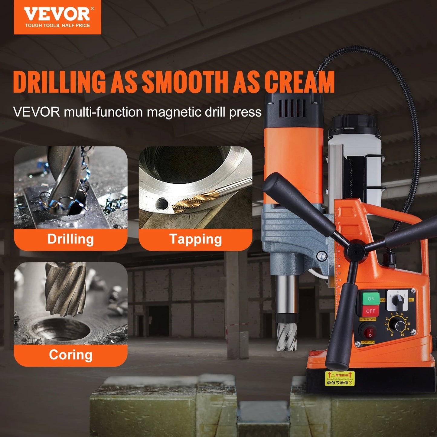 SucceBuy 1300W 1400W 2" Electric Drilling Machine Magnetic Drill Press Boring Diameter Power Drill 810 PRM Drill    Home Decor Supply | Online Retail | ShoreShopper.com
