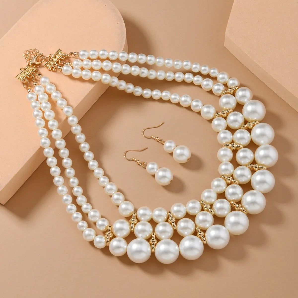 Bridal Wedding Jewelry Set New Fashion Multi layer Handmade Imitation Pearl Necklace and Earrings Women's Party Accessories    Home Decor Supply | Online Retail | ShoreShopper.com