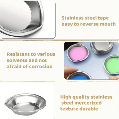 5/10/20pcs Durable Stainless Steel Paint Palette Set,Round Mixing Trays for Artists - Metal Art Supplies for Home and School Use    Home Decor Supply | Online Retail | ShoreShopper.com
