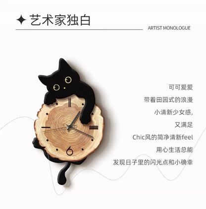 Cartoon Cat Wall Clock Creative Cat Tail Swing Wall Clock Quartz Mute Wall Clock Home Decoration Living Room Bedroom Decoration    Home Decor Supply | Online Retail | ShoreShopper.com